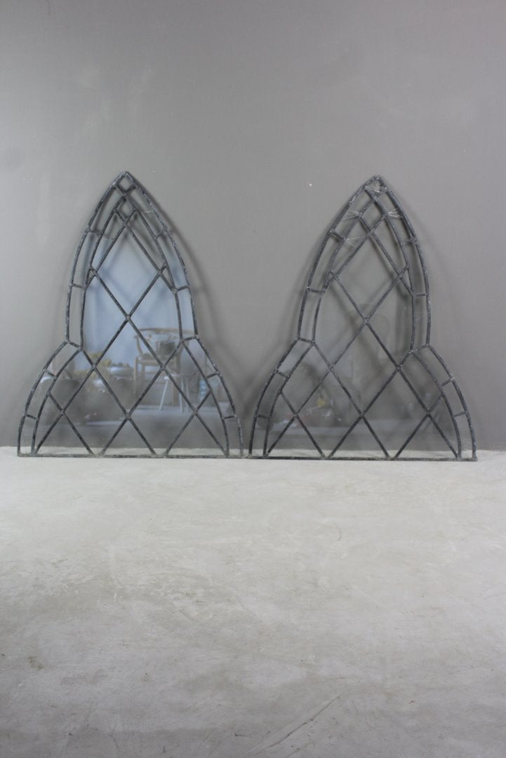 Pair Gothic Lead Glazed Windows - Kernow Furniture