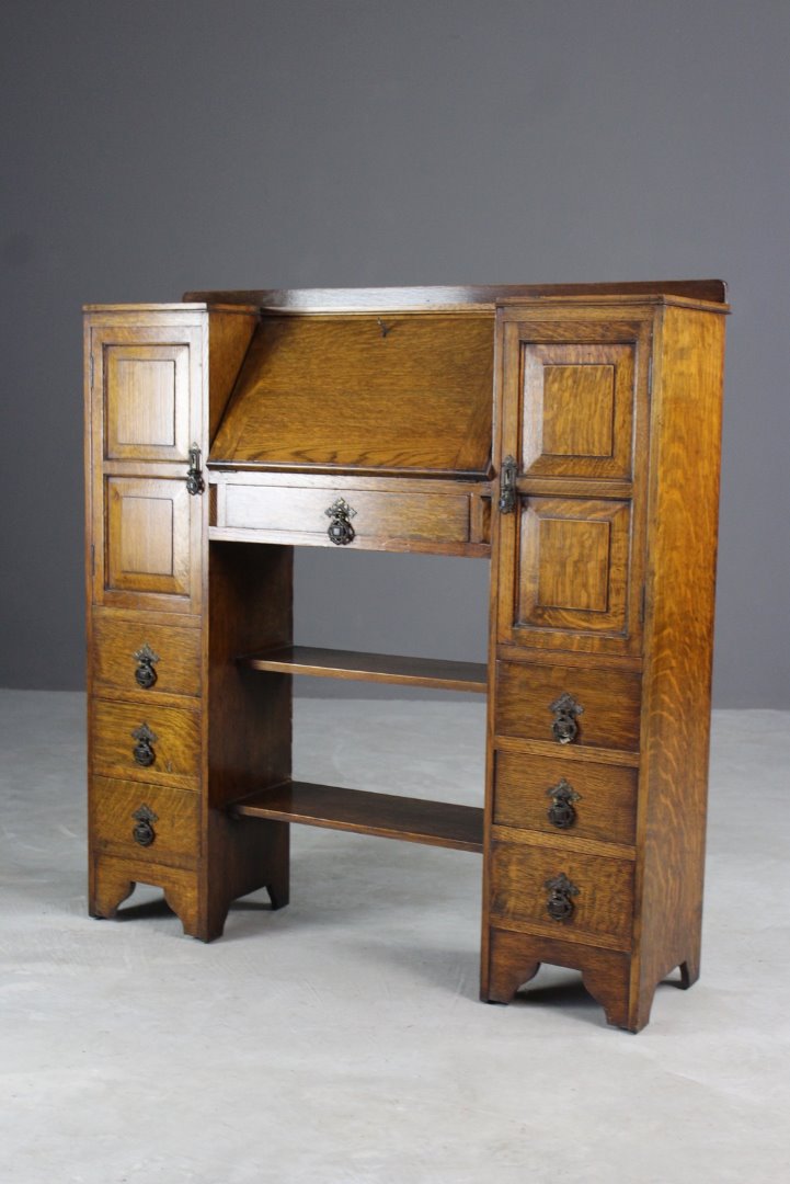 1930s Golden Oak Bureau - Kernow Furniture