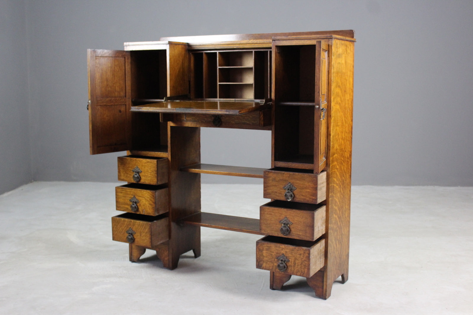 1930s Golden Oak Bureau - Kernow Furniture