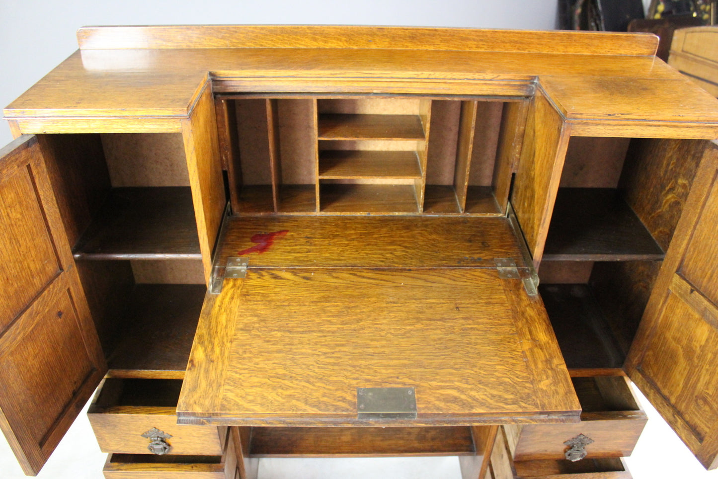 1930s Golden Oak Bureau - Kernow Furniture