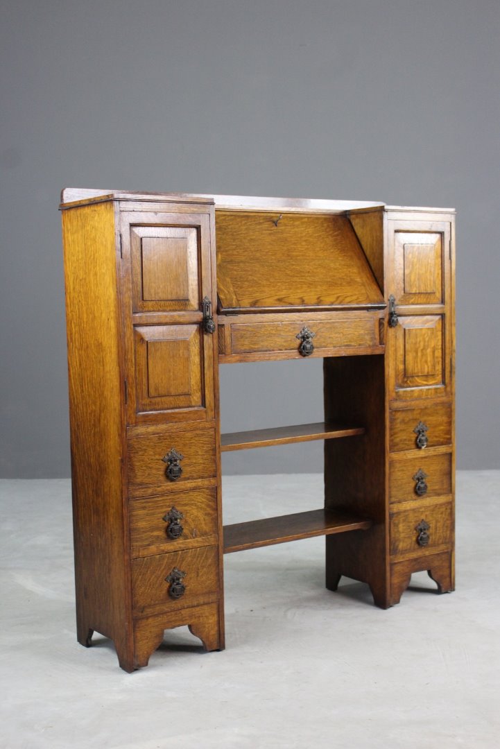 1930s Golden Oak Bureau - Kernow Furniture