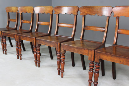 Set 6 Antique Bar Back Chairs - Kernow Furniture