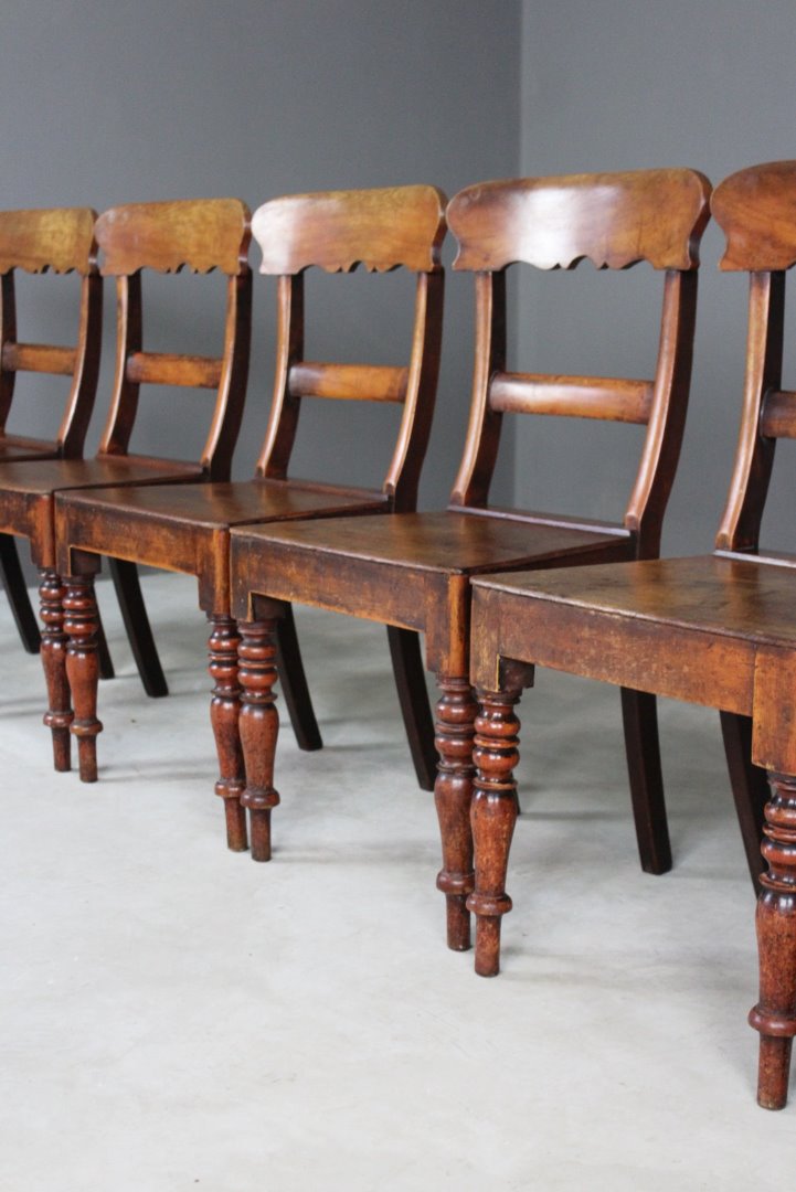 Set 6 Antique Bar Back Chairs - Kernow Furniture