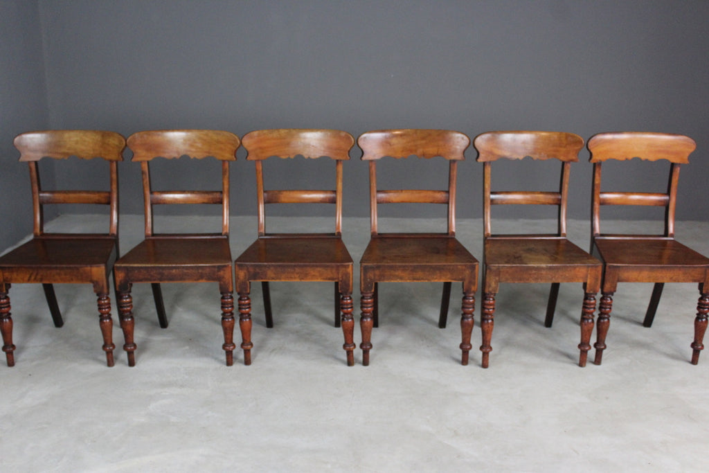 Set 6 Antique Bar Back Chairs - Kernow Furniture