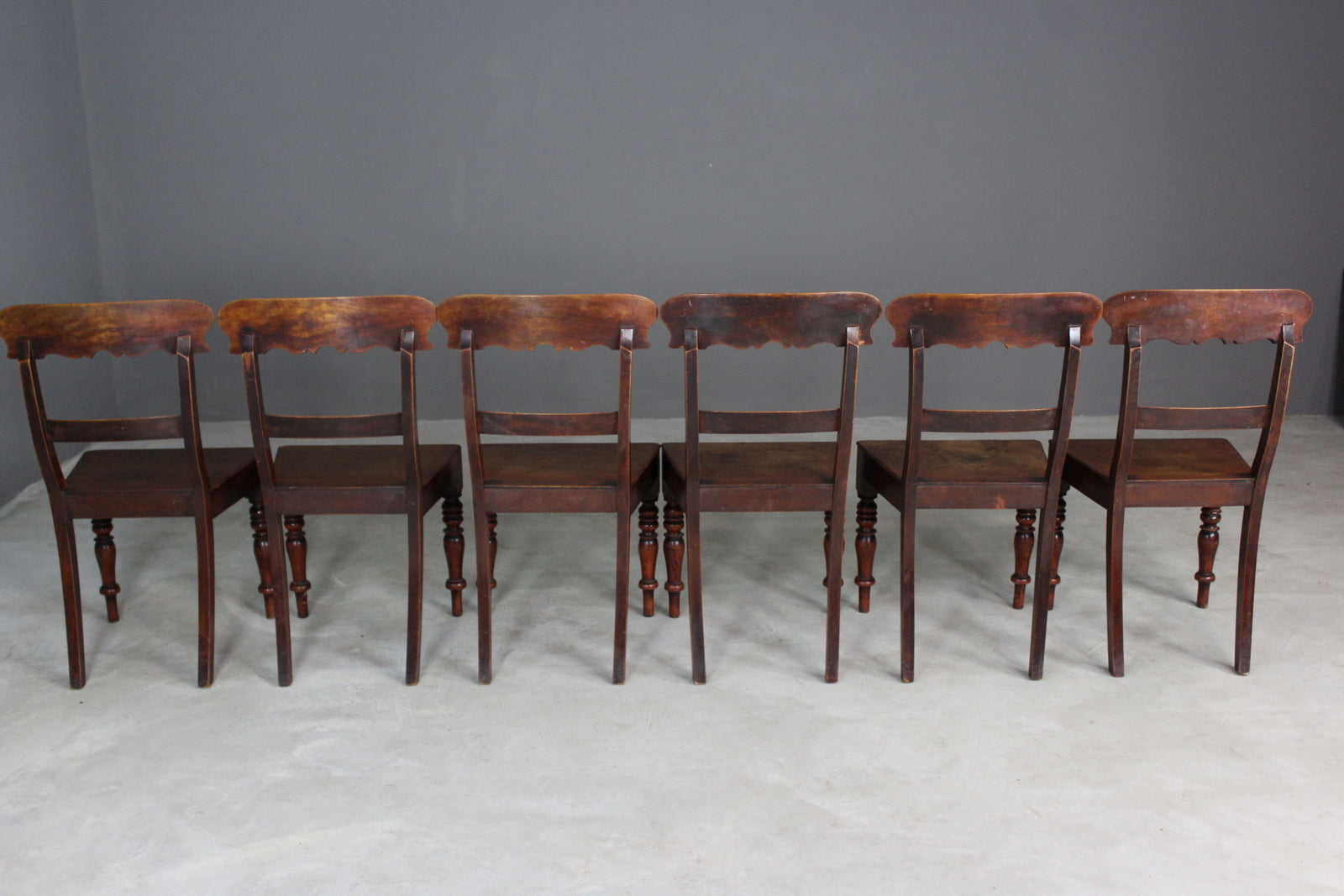 Set 6 Antique Bar Back Chairs - Kernow Furniture