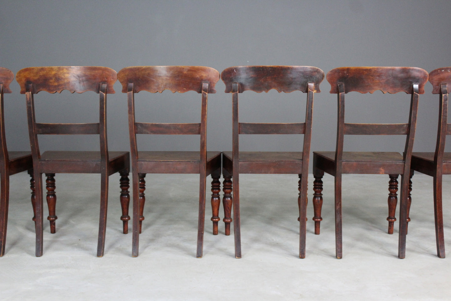 Set 6 Antique Bar Back Chairs - Kernow Furniture