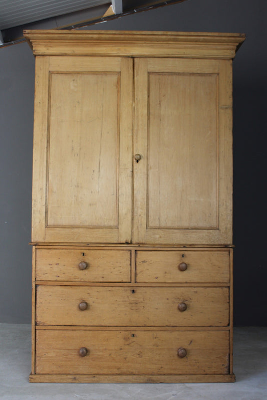 Antique Pine Linen Press - Kernow Furniture