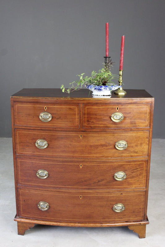Antique Bow Front Chest of Drawers - Kernow Furniture