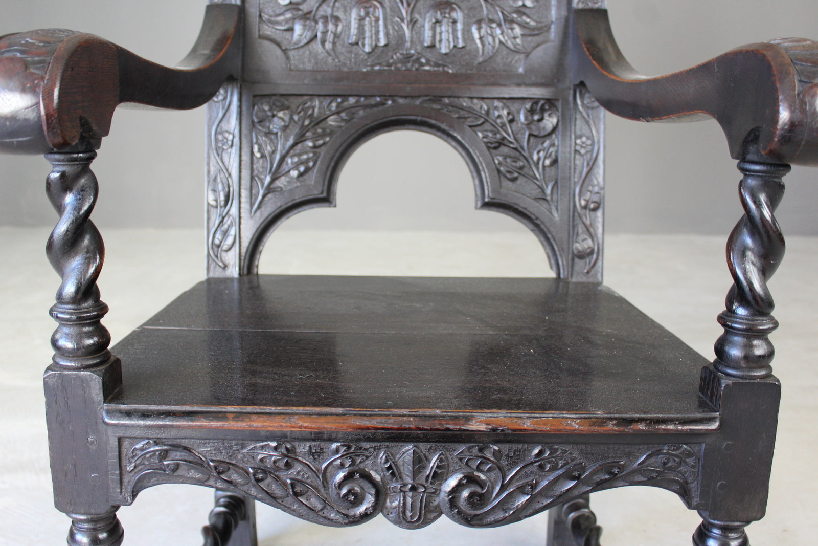 Carved Oak Wainscot Chair - Kernow Furniture