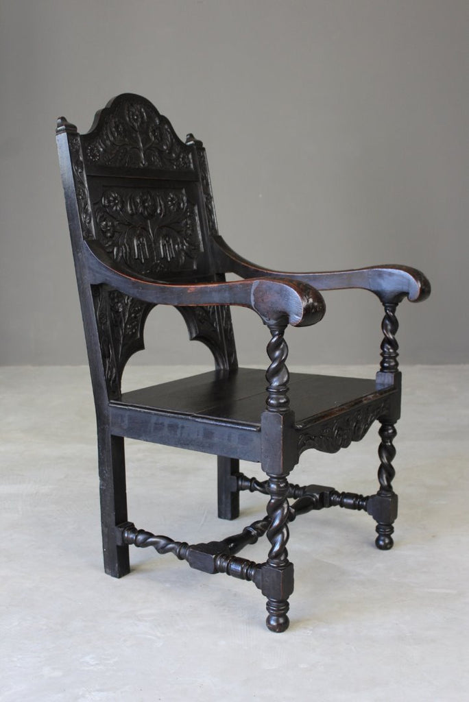 Carved Oak Wainscot Chair - Kernow Furniture