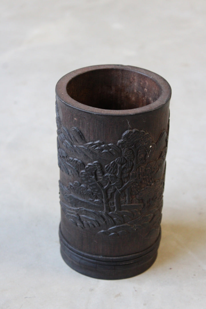 Carved Chinese Bamboo Vase - Kernow Furniture