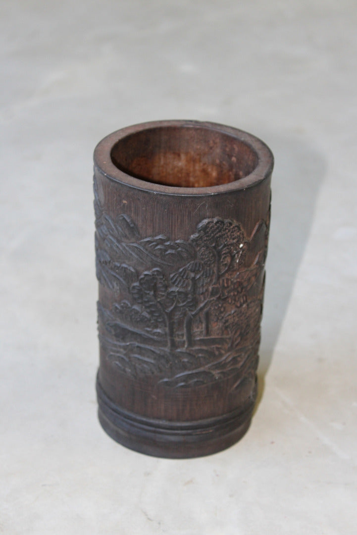 Carved Chinese Bamboo Vase - Kernow Furniture