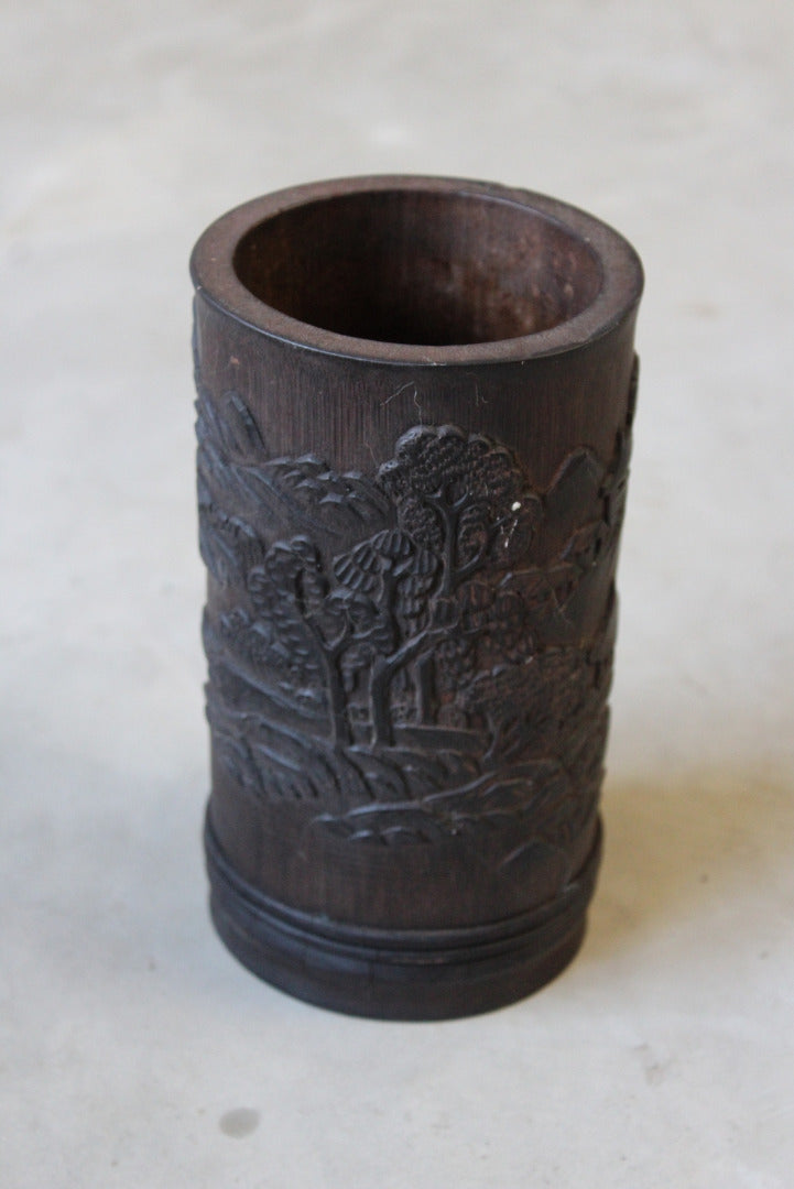 Carved Chinese Bamboo Vase - Kernow Furniture