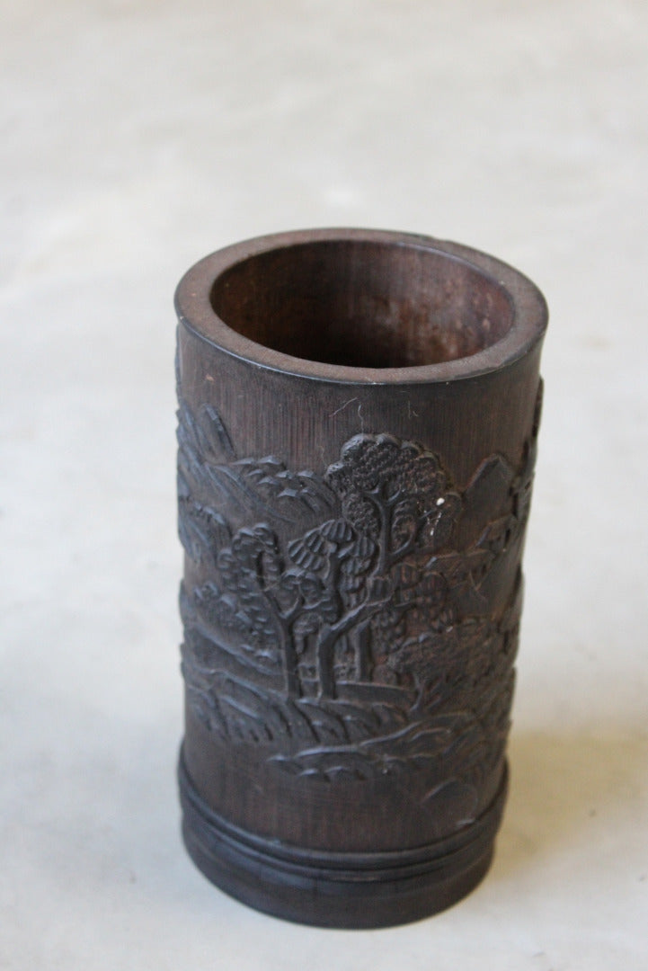 Carved Chinese Bamboo Vase - Kernow Furniture