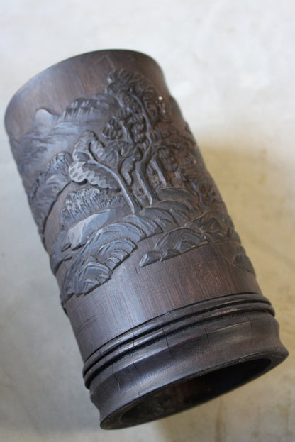 Carved Chinese Bamboo Vase - Kernow Furniture