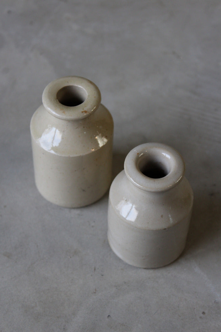 Pair Stoneware Ink Bottles - Kernow Furniture