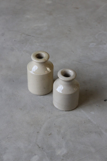 Pair Stoneware Ink Bottles - Kernow Furniture