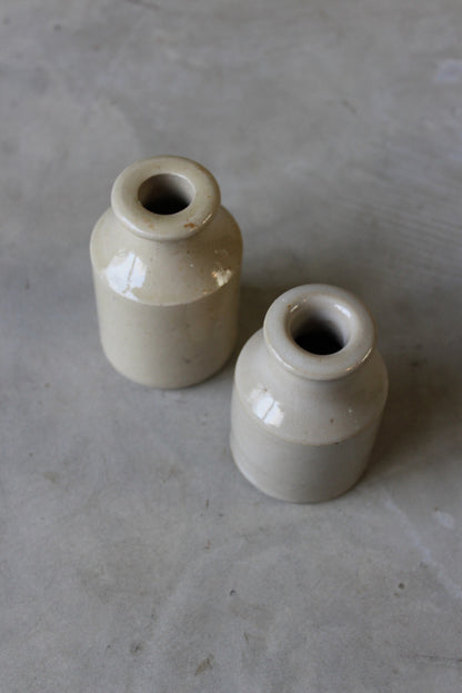 Pair Stoneware Ink Bottles - Kernow Furniture