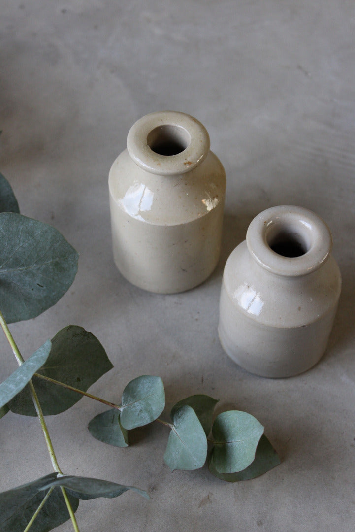 Pair Stoneware Ink Bottles - Kernow Furniture