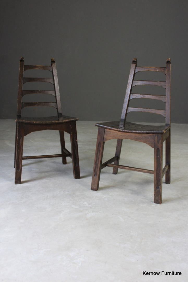 Pair Mid 20th Century Ladderback Chairs - Kernow Furniture