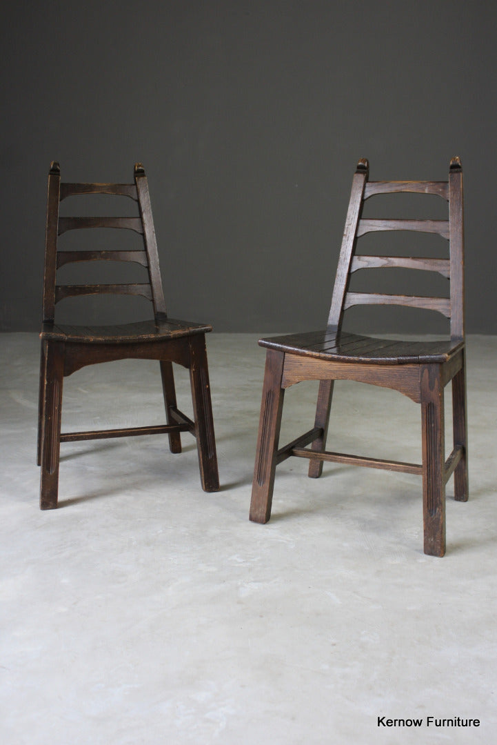 Pair Mid 20th Century Ladderback Chairs - Kernow Furniture