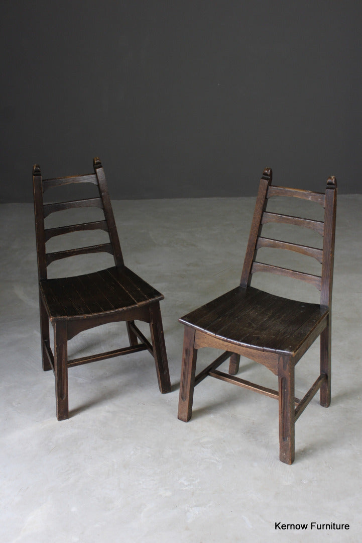 Pair Mid 20th Century Ladderback Chairs - Kernow Furniture