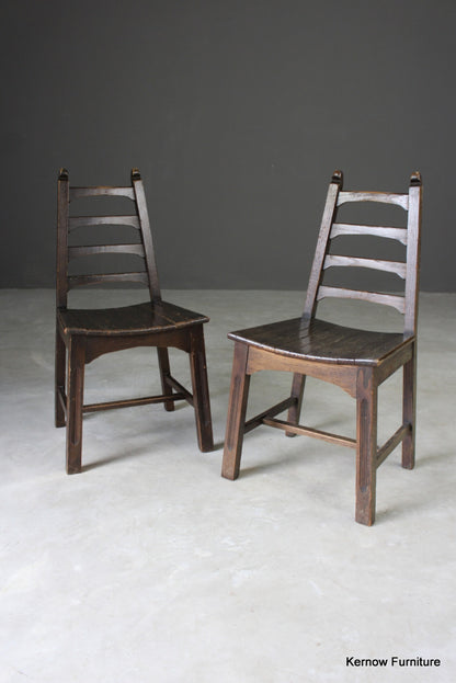 Pair Mid 20th Century Ladderback Chairs - Kernow Furniture