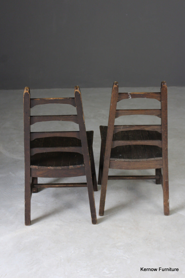 Pair Mid 20th Century Ladderback Chairs - Kernow Furniture