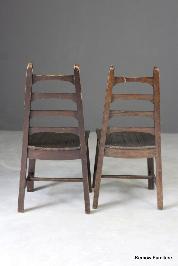 Pair Mid 20th Century Ladderback Chairs - Kernow Furniture