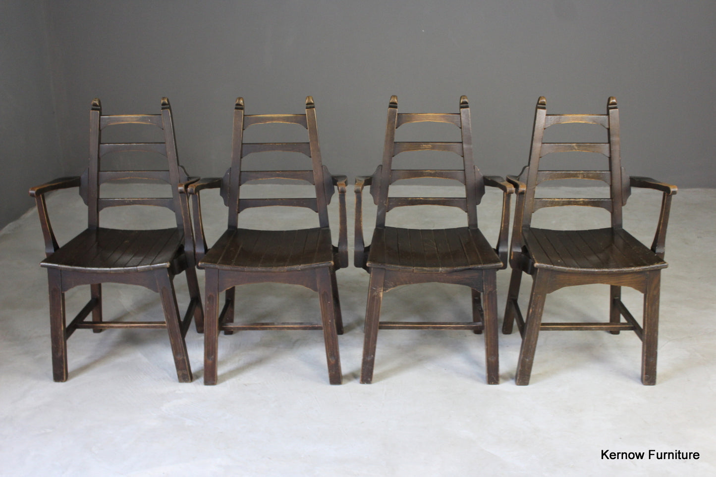 4 Mid 20th Century Ladderback Dining Chairs - Kernow Furniture