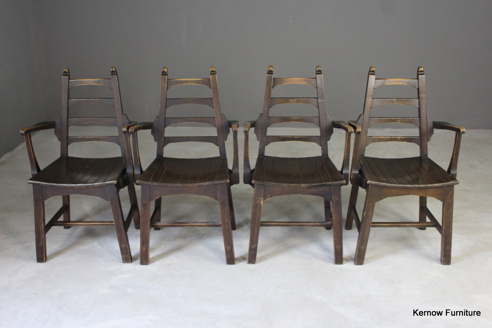 4 Mid 20th Century Ladderback Dining Chairs - Kernow Furniture