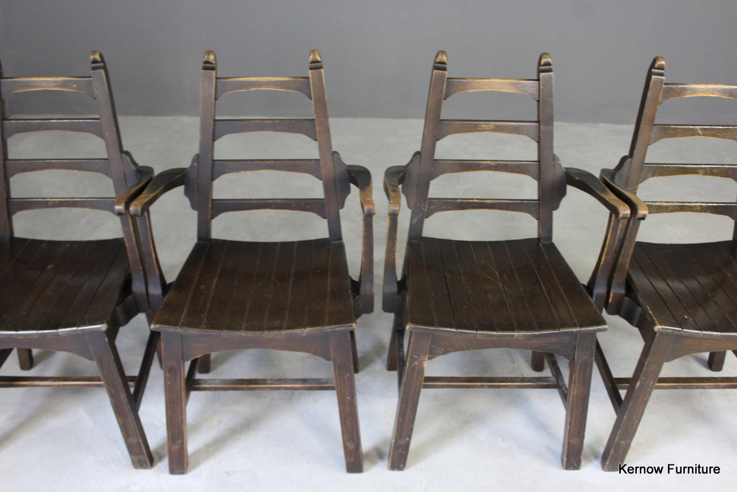 4 Mid 20th Century Ladderback Dining Chairs - Kernow Furniture