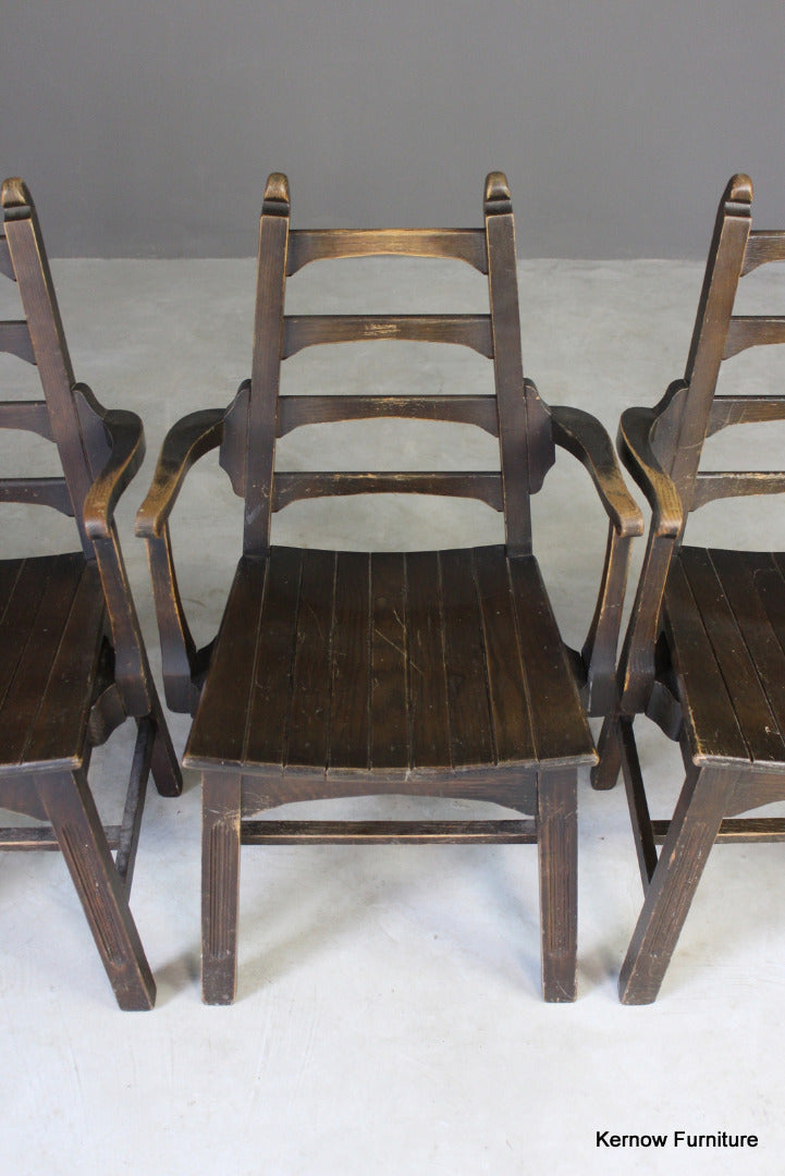 4 Mid 20th Century Ladderback Dining Chairs - Kernow Furniture