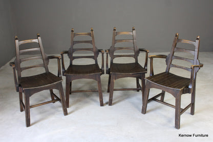 4 Mid 20th Century Ladderback Dining Chairs - Kernow Furniture