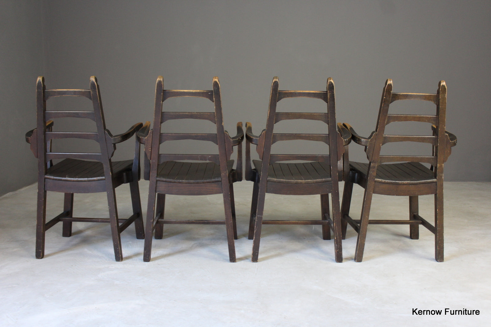 4 Mid 20th Century Ladderback Dining Chairs - Kernow Furniture