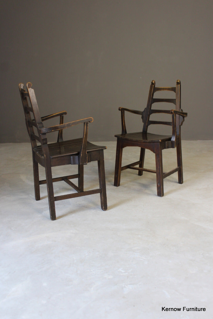 4 Mid 20th Century Ladderback Dining Chairs - Kernow Furniture