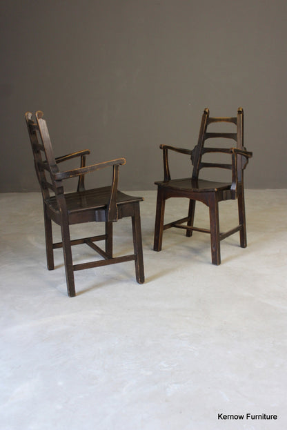 4 Mid 20th Century Ladderback Dining Chairs - Kernow Furniture