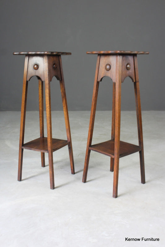 Pair Oak Jardiniere - Kernow Furniture