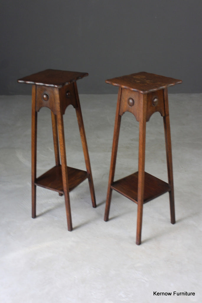 Pair Oak Jardiniere - Kernow Furniture