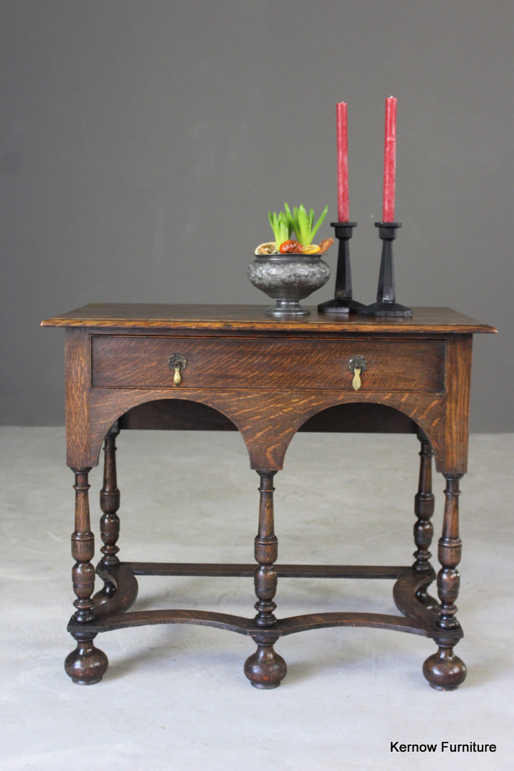 Queen Anne Style Oak Side Table - Kernow Furniture