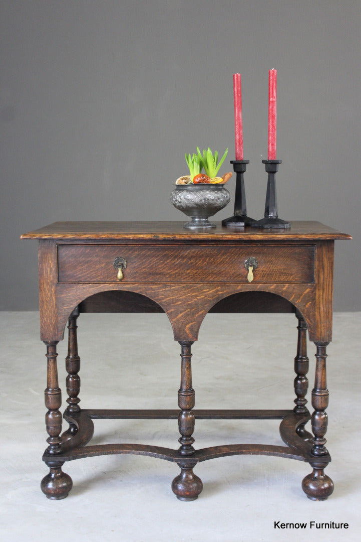 Queen Anne Style Oak Side Table - Kernow Furniture