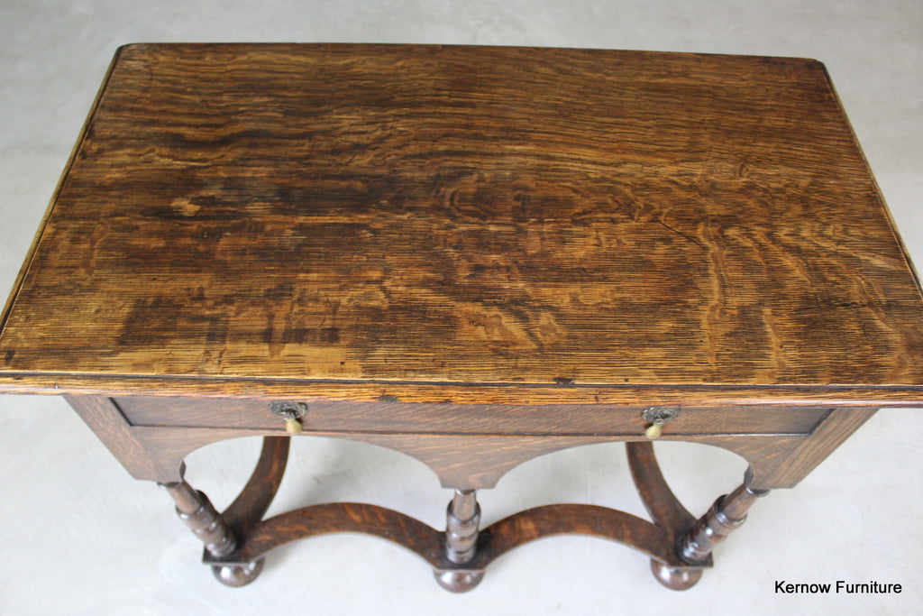Queen Anne Style Oak Side Table - Kernow Furniture