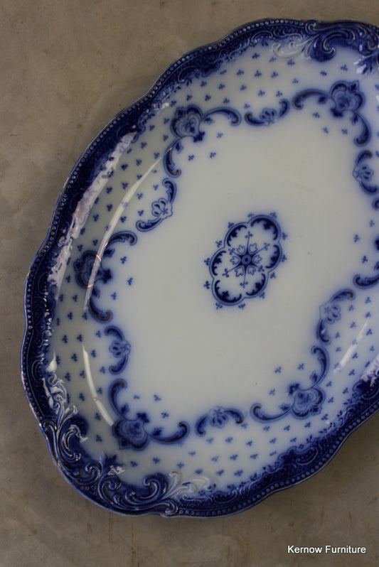 W H Chyndley Flow Blue Meat Plate - Kernow Furniture