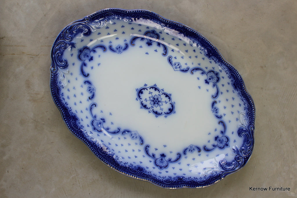 W H Chyndley Flow Blue Meat Plate - Kernow Furniture