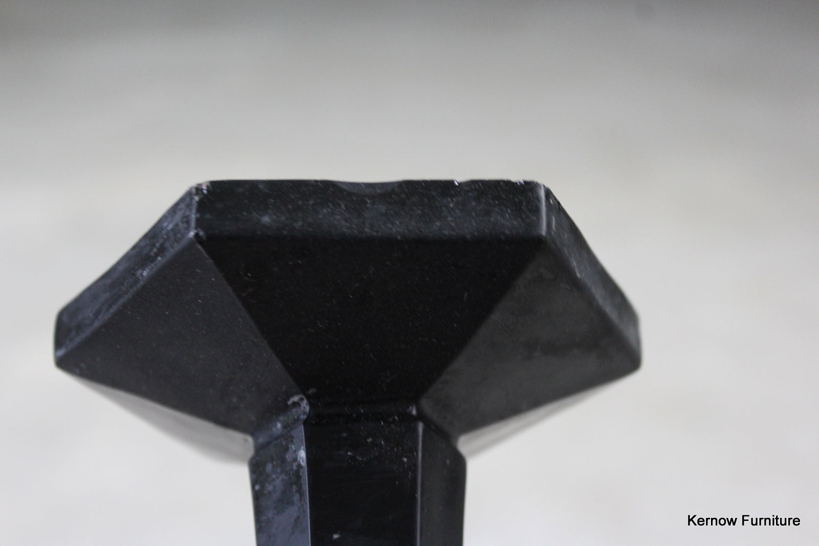 Pair Black Glass Deco Candlesticks - Kernow Furniture