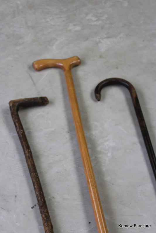 3 Vintage Walking Canes - Kernow Furniture
