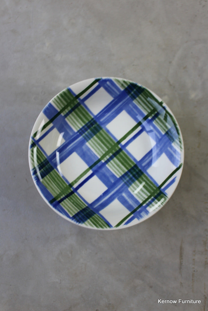 8 Blue & Green Check Cereal Bowl - Kernow Furniture