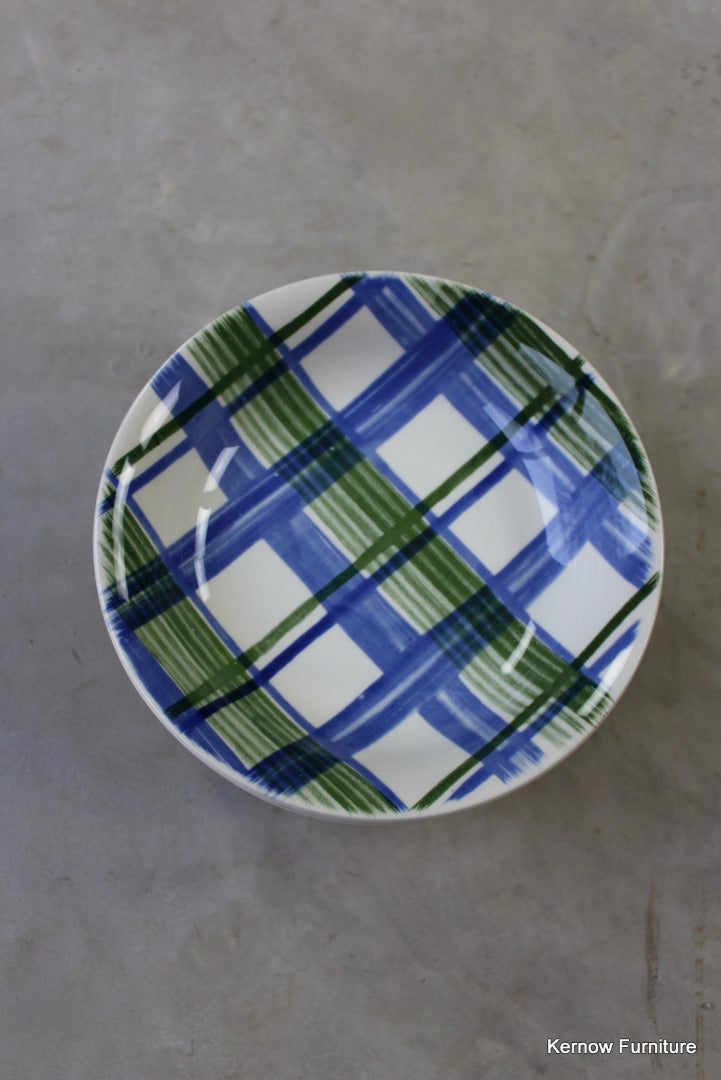 8 Blue & Green Check Cereal Bowl - Kernow Furniture