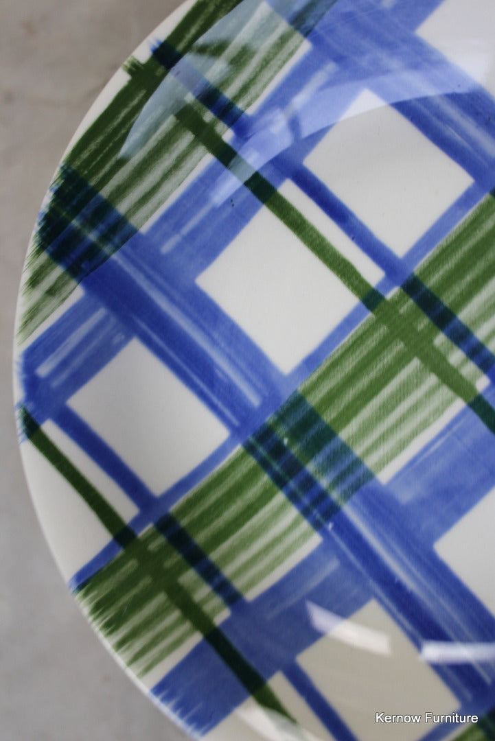 8 Blue & Green Check Cereal Bowl - Kernow Furniture