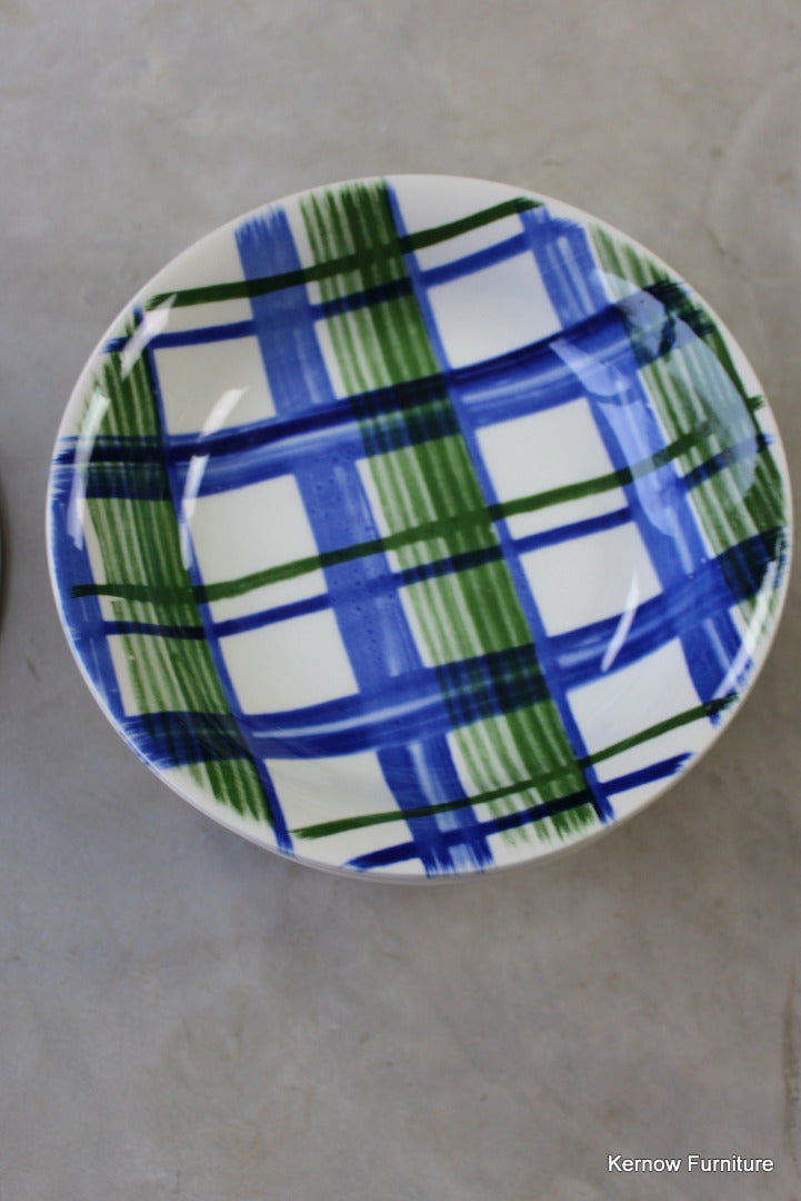 8 Blue & Green Check Cereal Bowl - Kernow Furniture